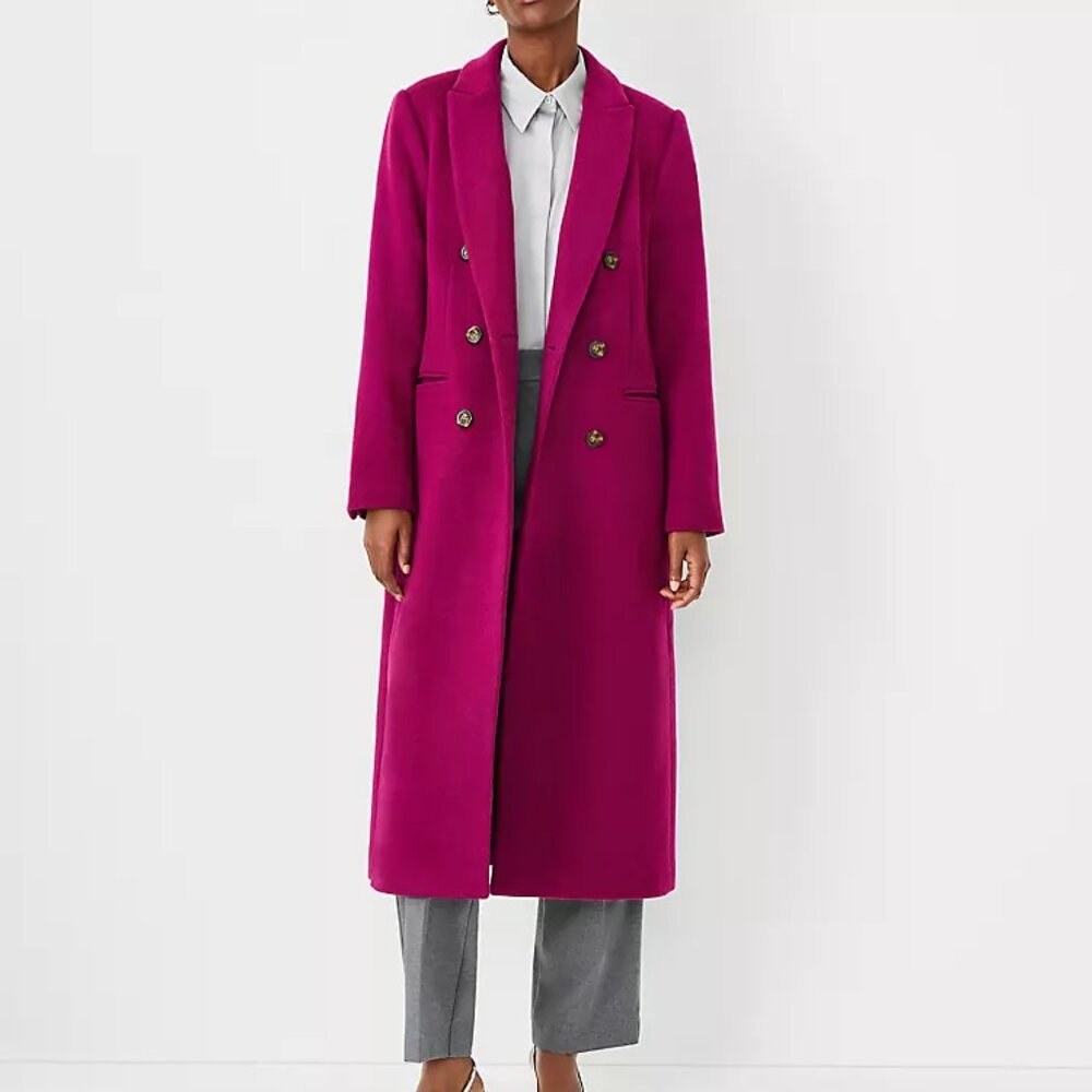 Ann Taylor Magenta wool blend overcoat NWT size XS